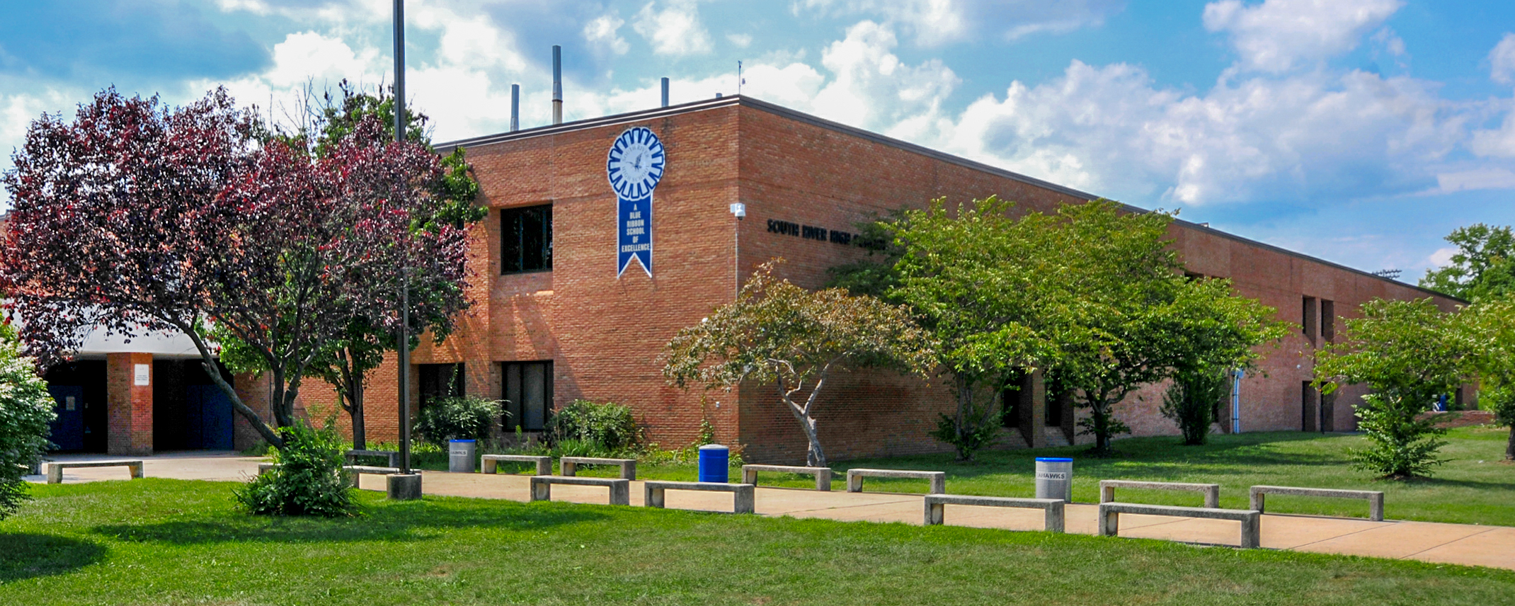 Frontside view of the South River High building