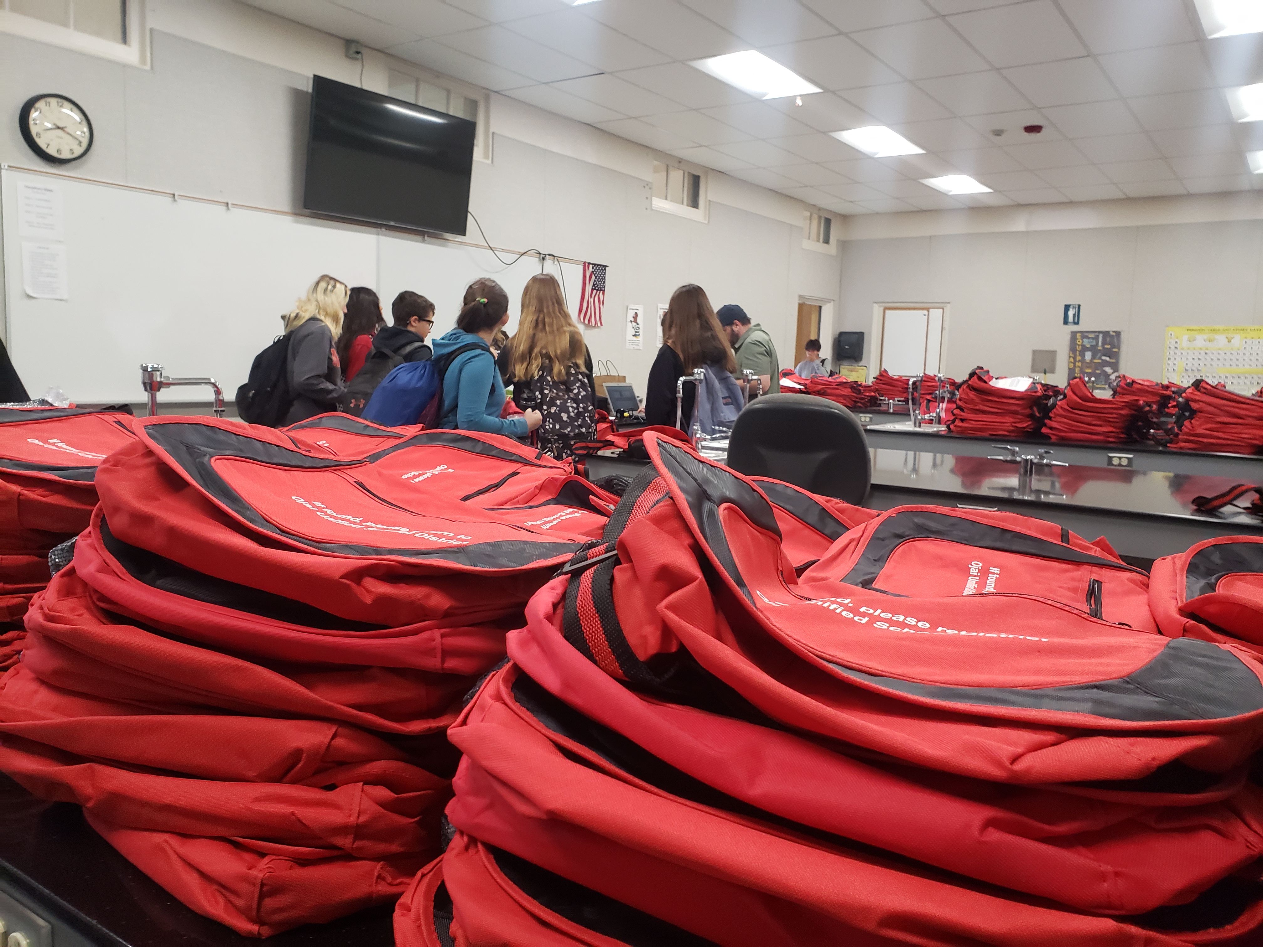 Photo of a stack of school's bag