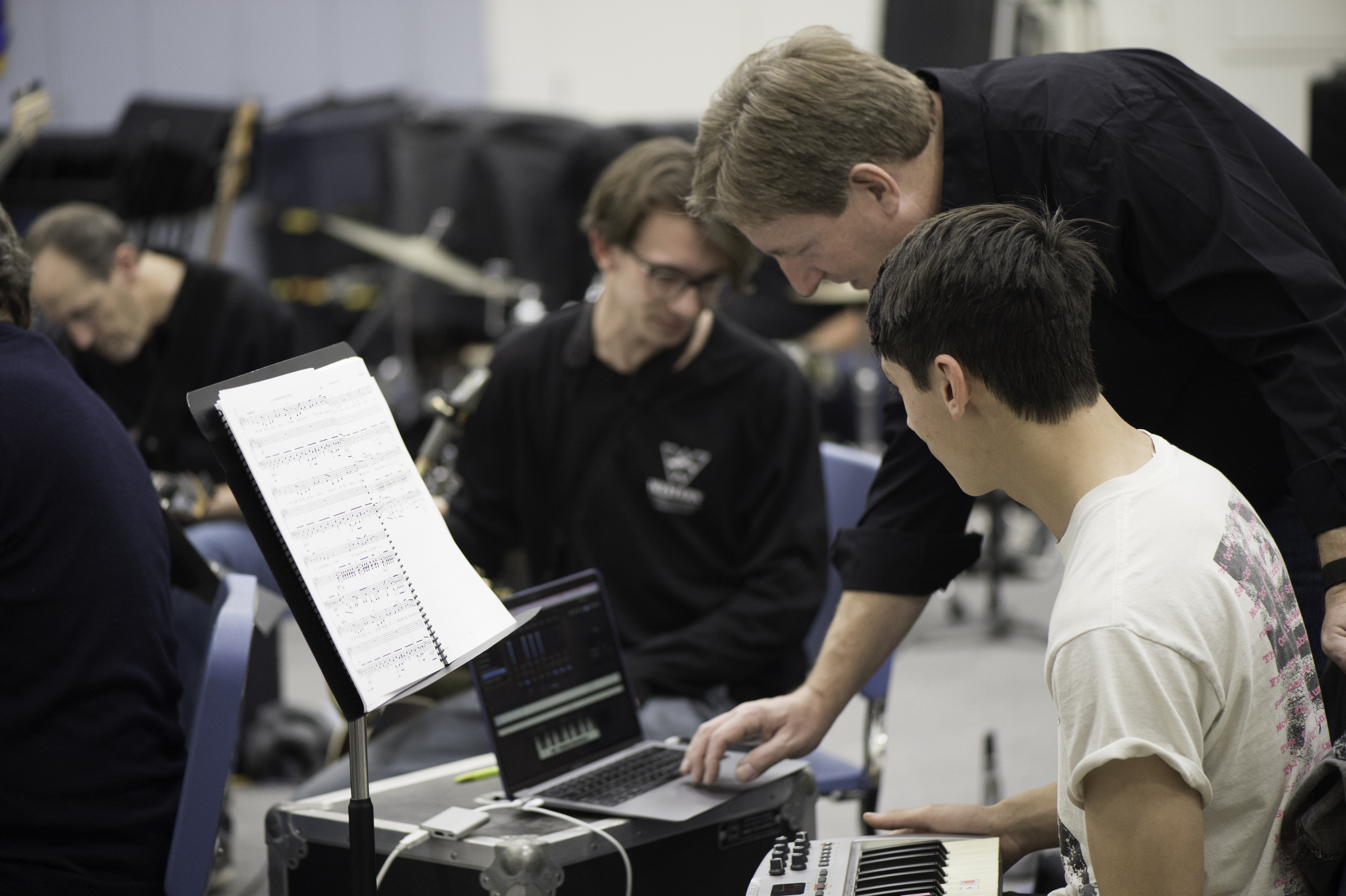 Photo of the band practicing for the play