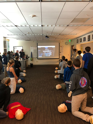 students learning CPR
