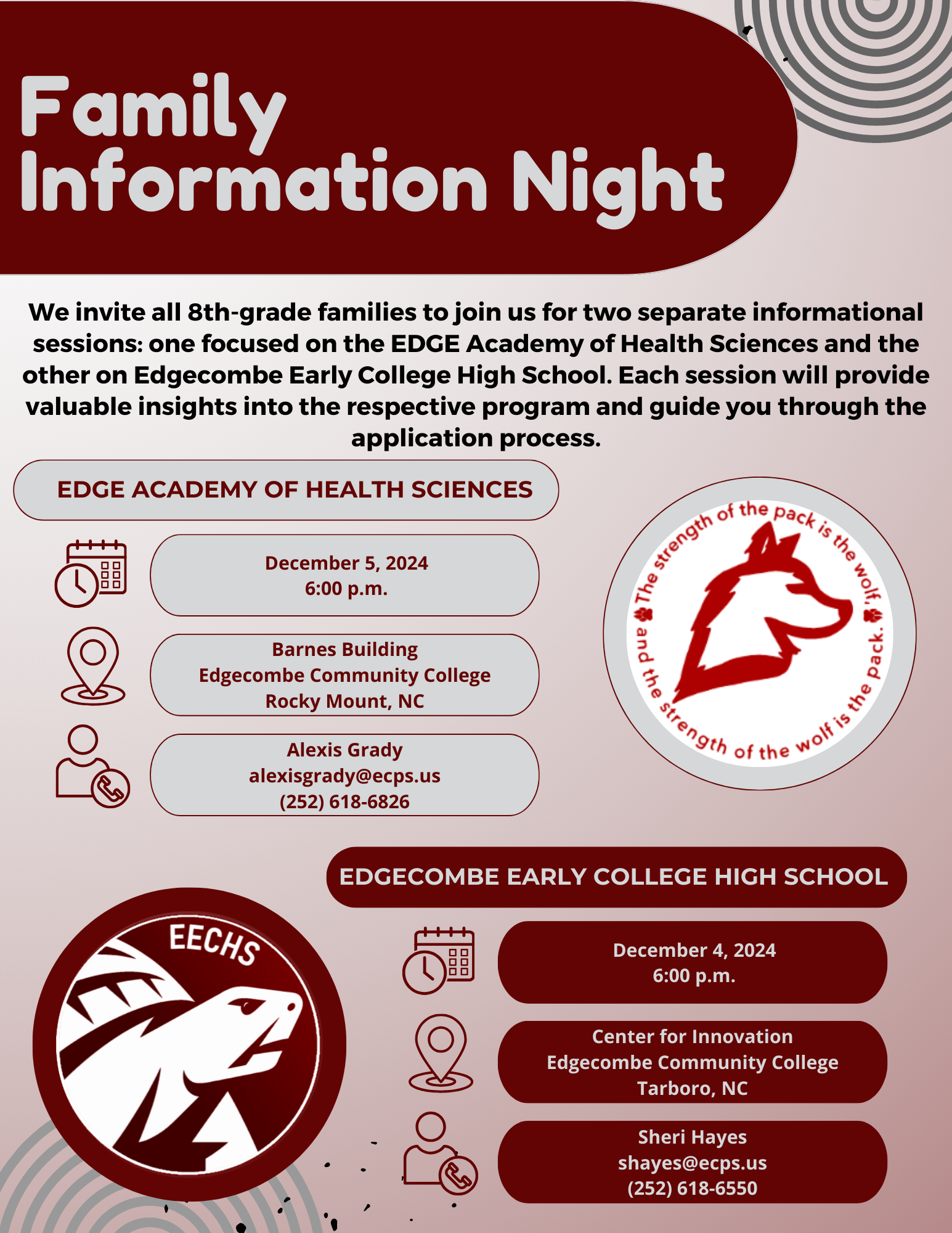 2024 Family Information Night Graphic