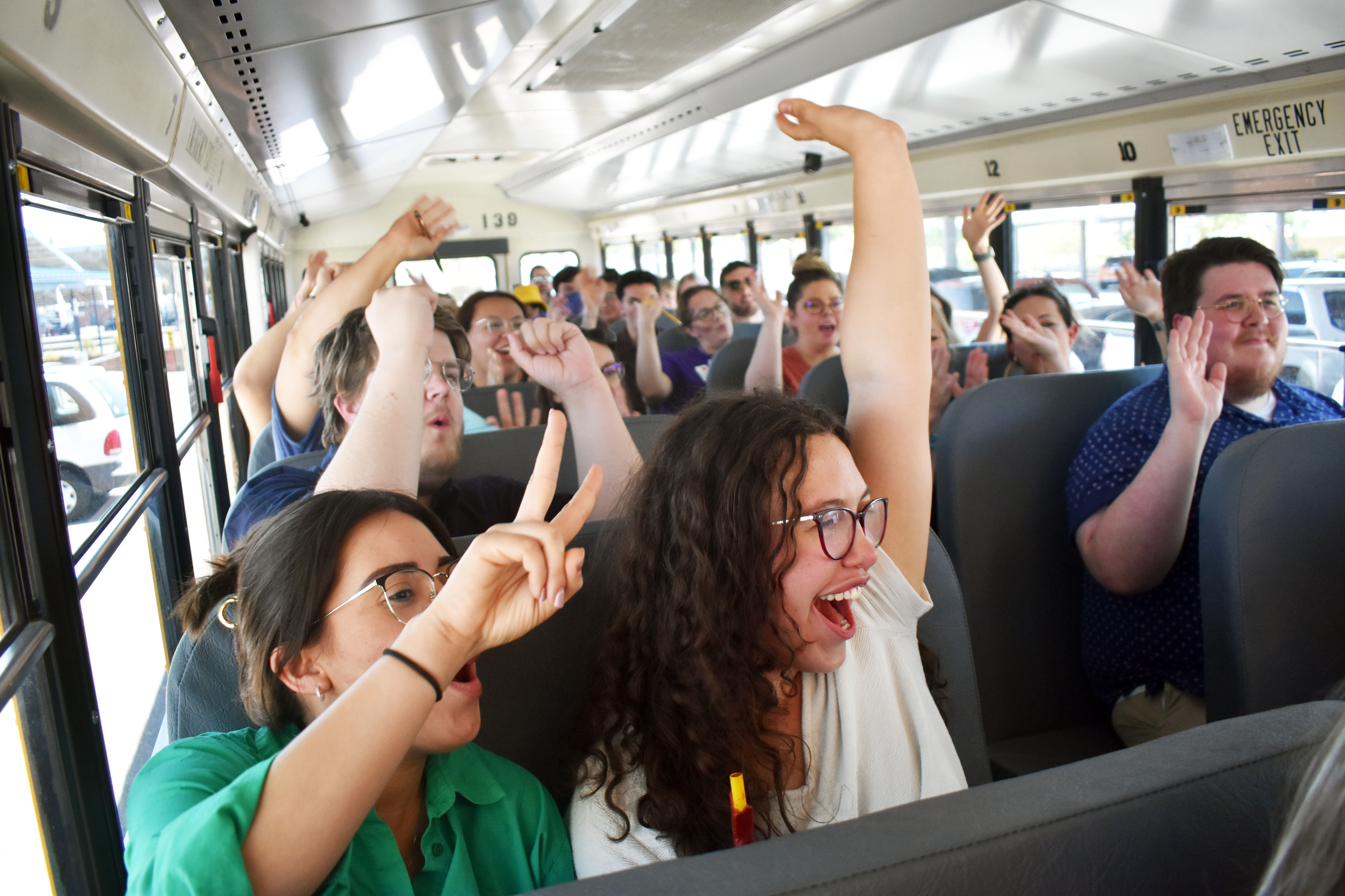 New teachers on the Flowing Wells community bus tour, led by the superintendent.