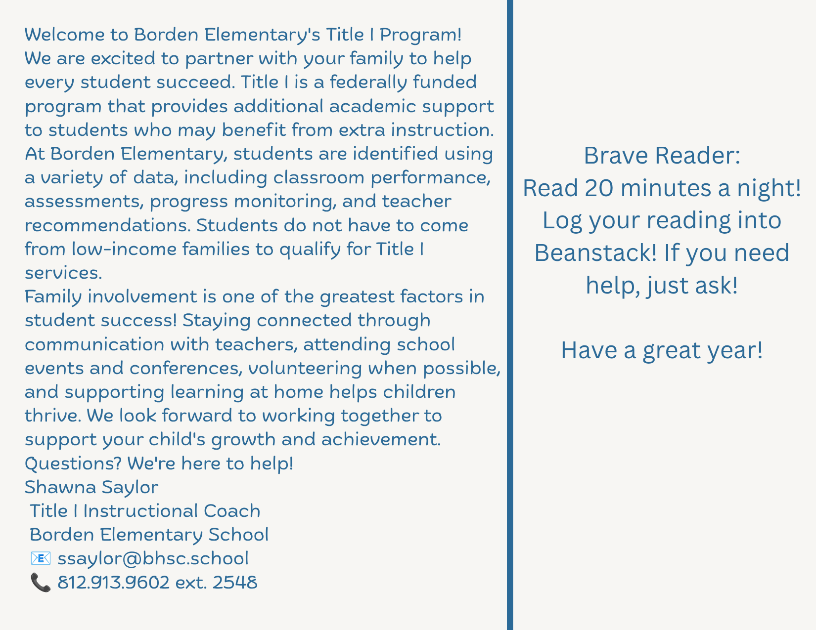 A message from Mrs. Saylor