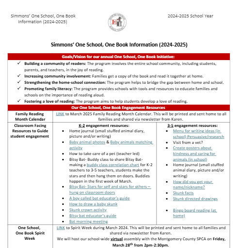 Simmons' One School, One Book Information Dashboard 2025