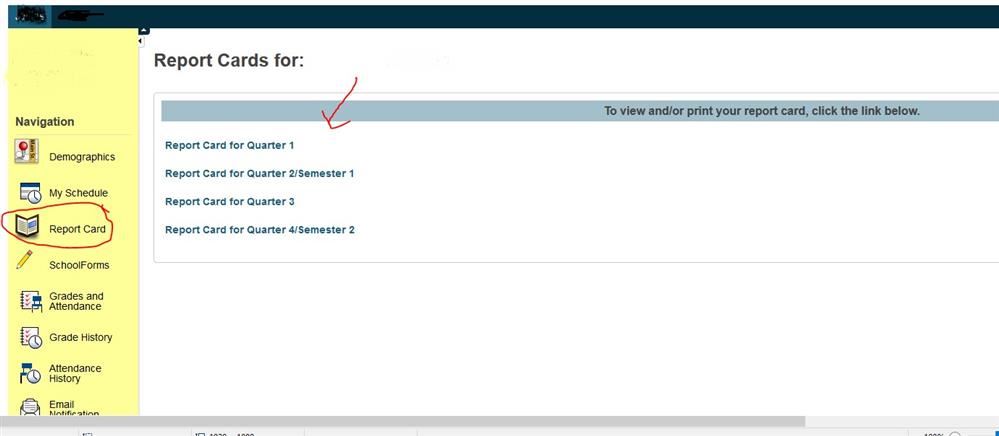 Report Cards login