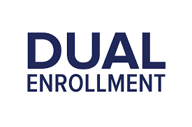 Dual Enrollment Logo: A logo featuring the words "Dual Enrollment" in a stylish font, representing a program that allows students to earn college credits while in high school.