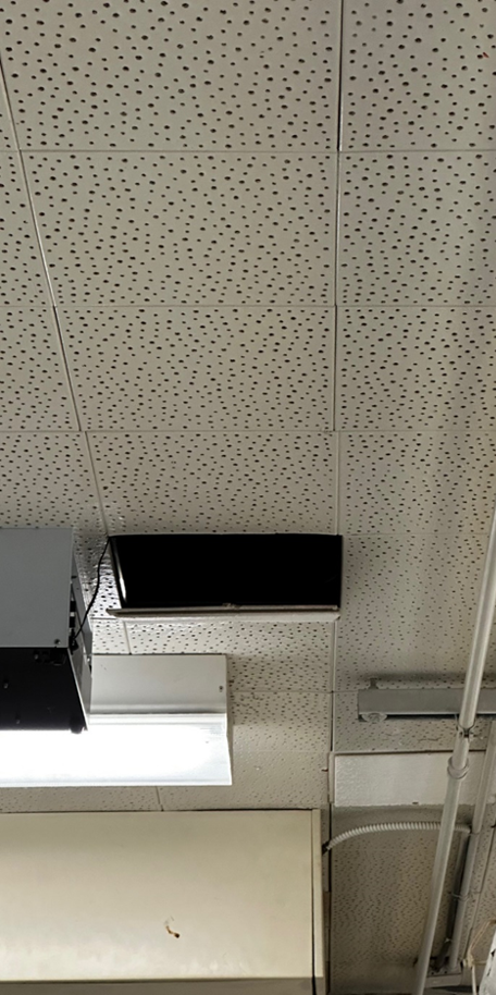 Ceiling showing wiring. 