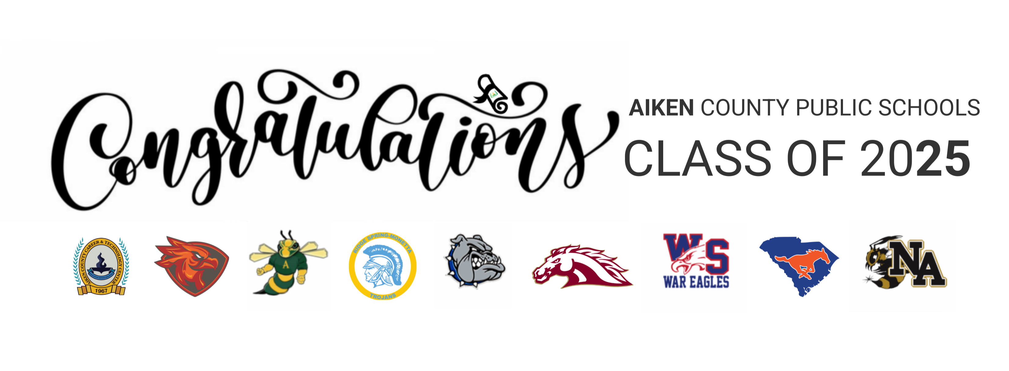 Congratulations Class of 2025 with each high school logo.