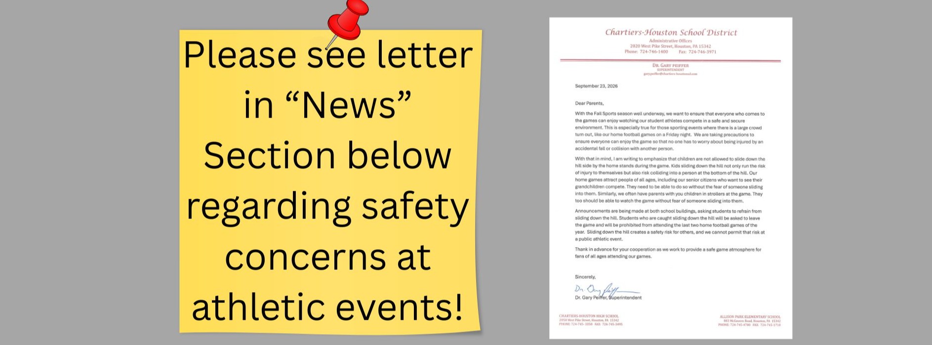 Safety Concerns Letter