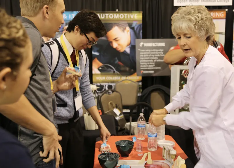 students in a collage fair 