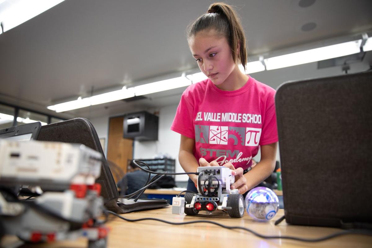 Student working on a robot