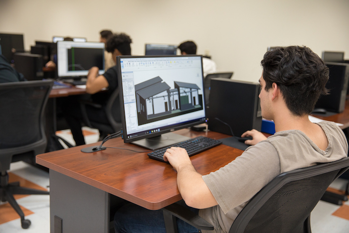 Student working on a computer