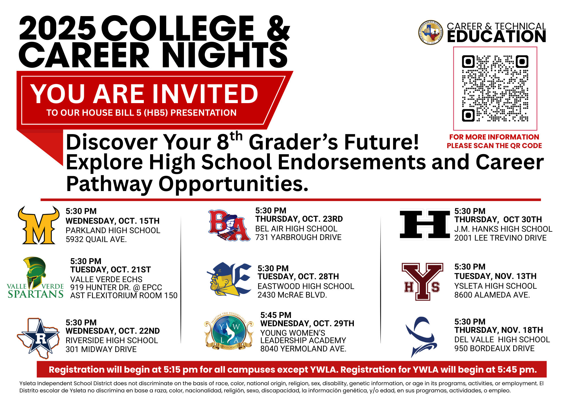 All Campus mailer with dates for each campus