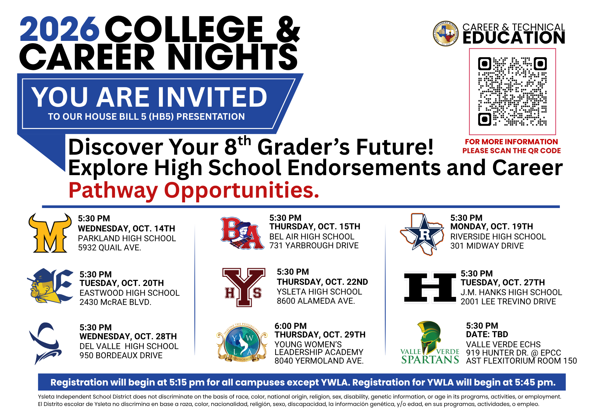 All Campus mailer with dates for each campus