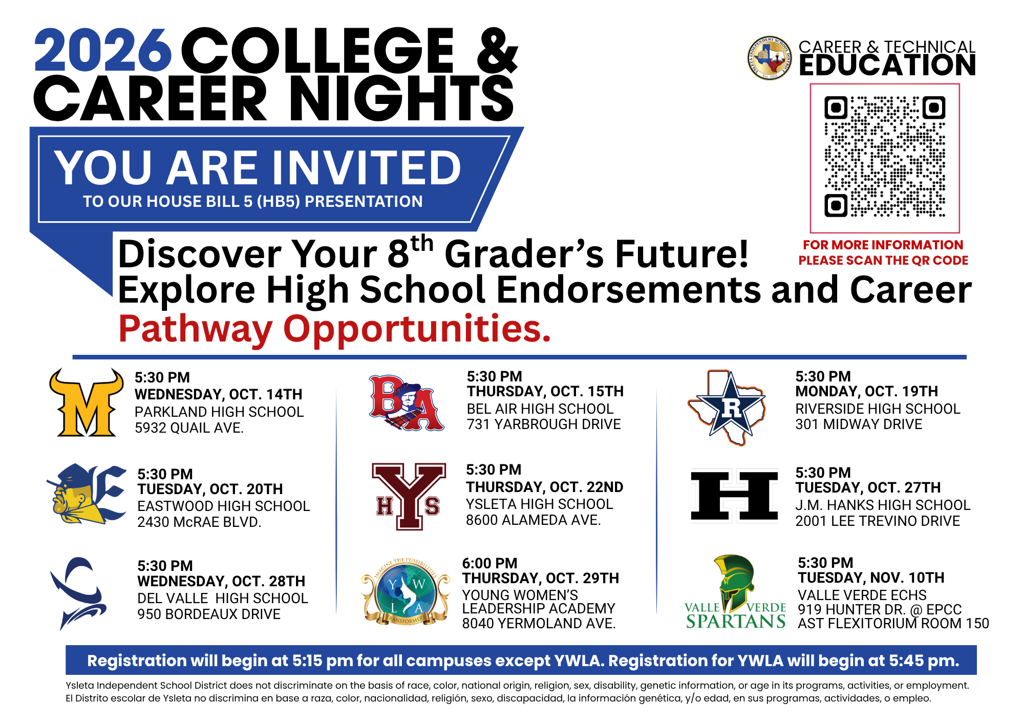 All Campus mailer with dates for each campus