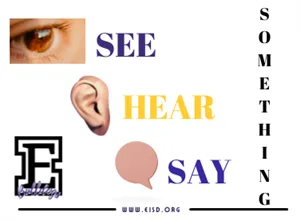 collage that says "see, hear, say something"