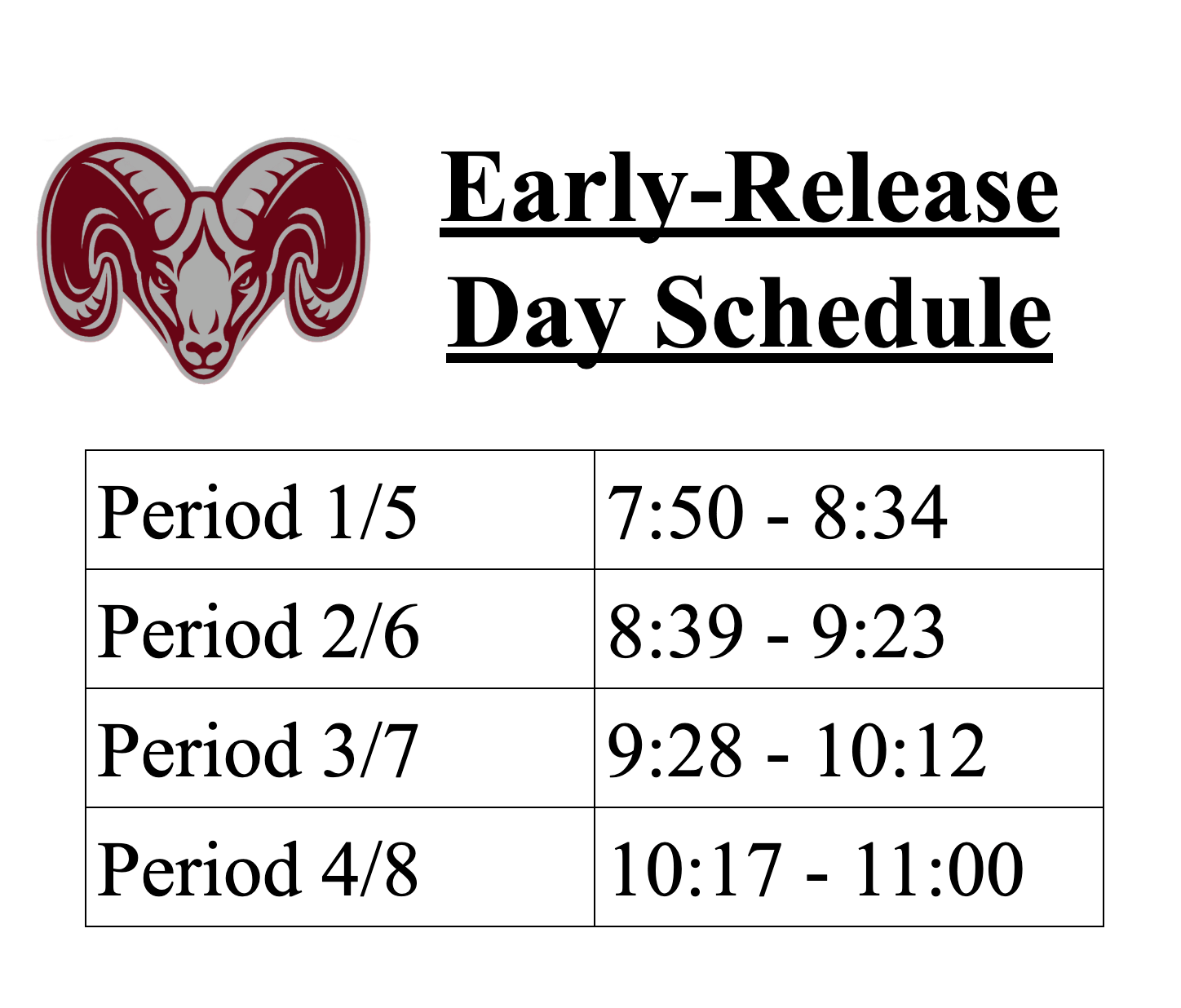 Early-Release Schedule 