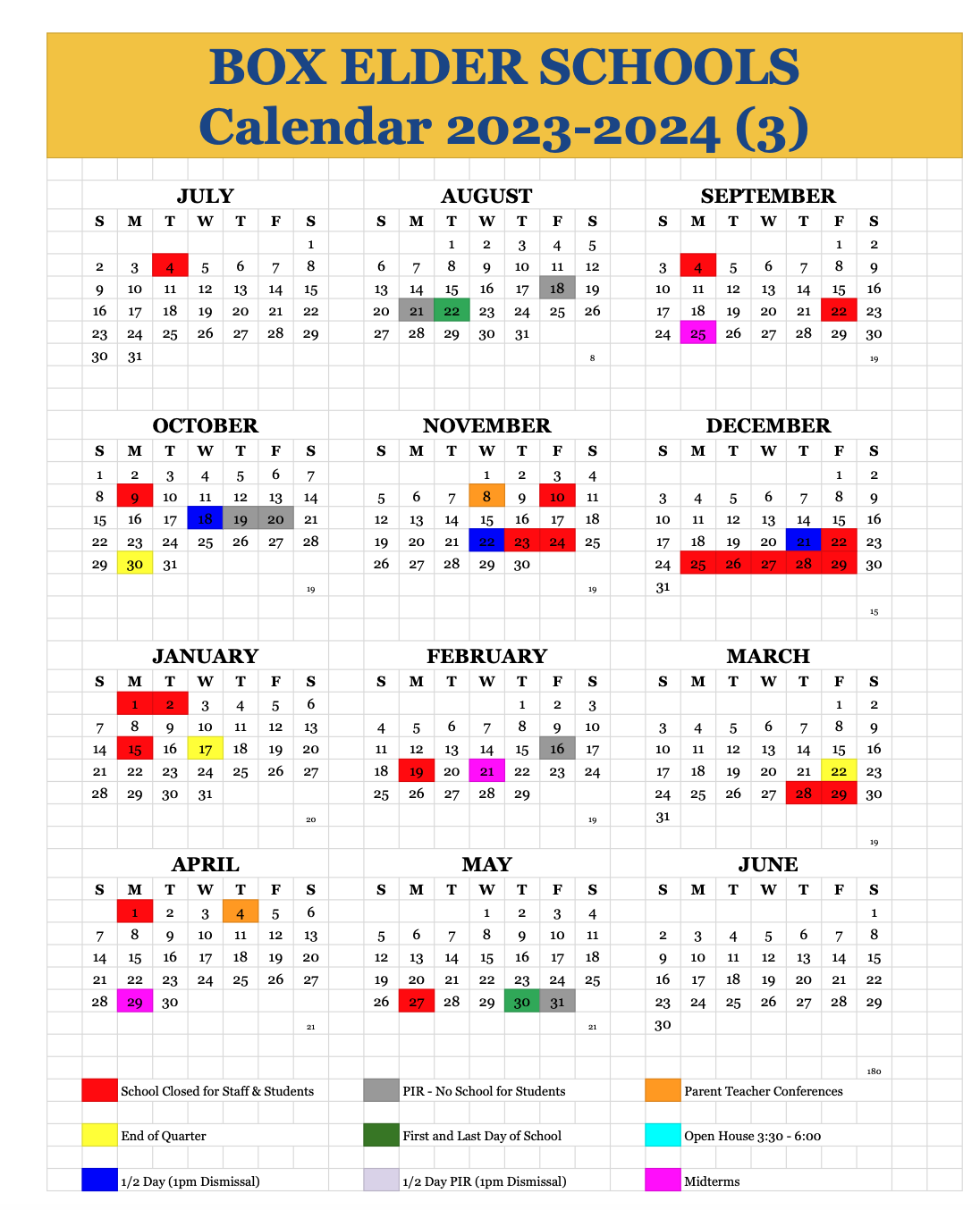 Box Elder School District 2023-2024 Calendar
