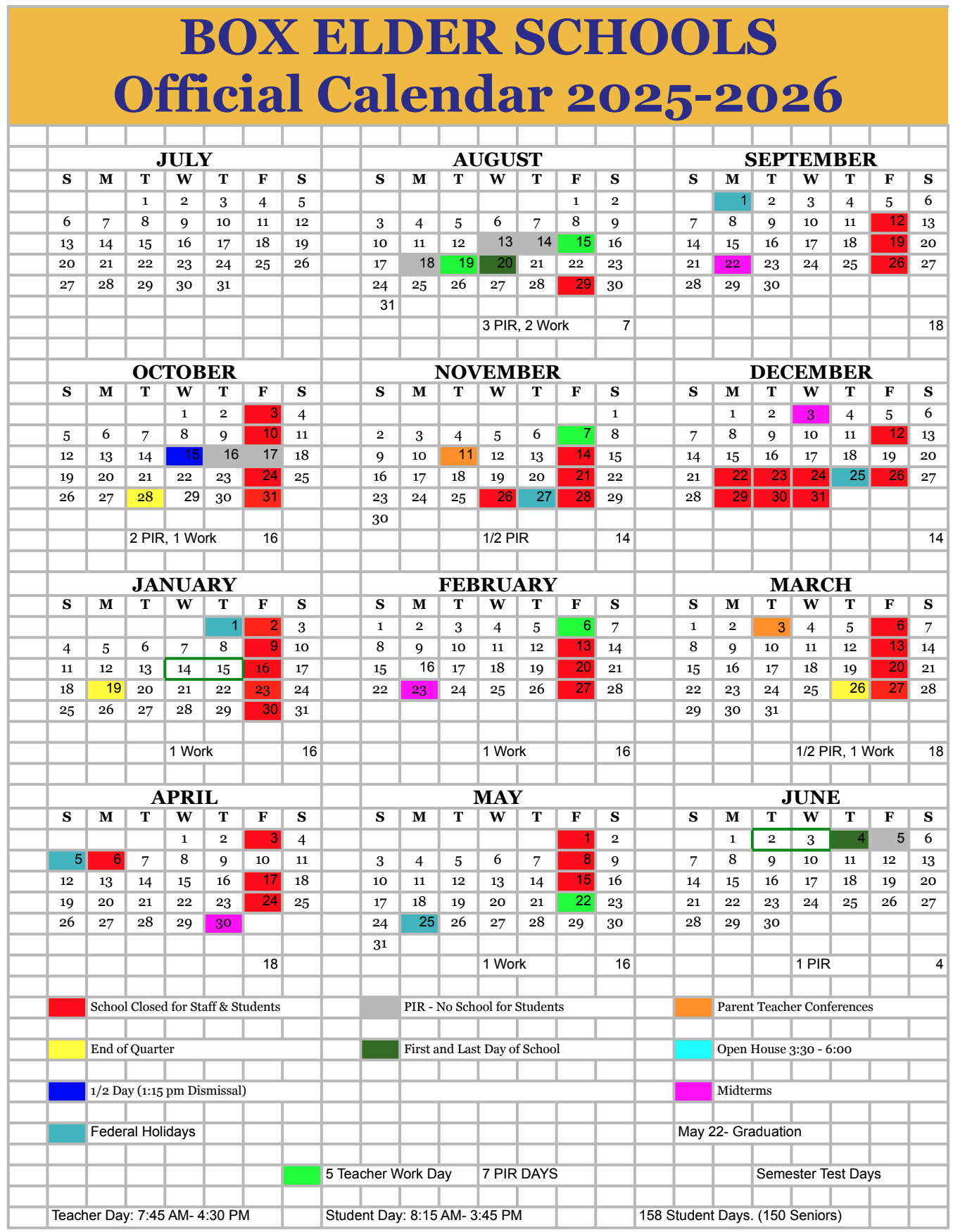 25-26 School Calendar