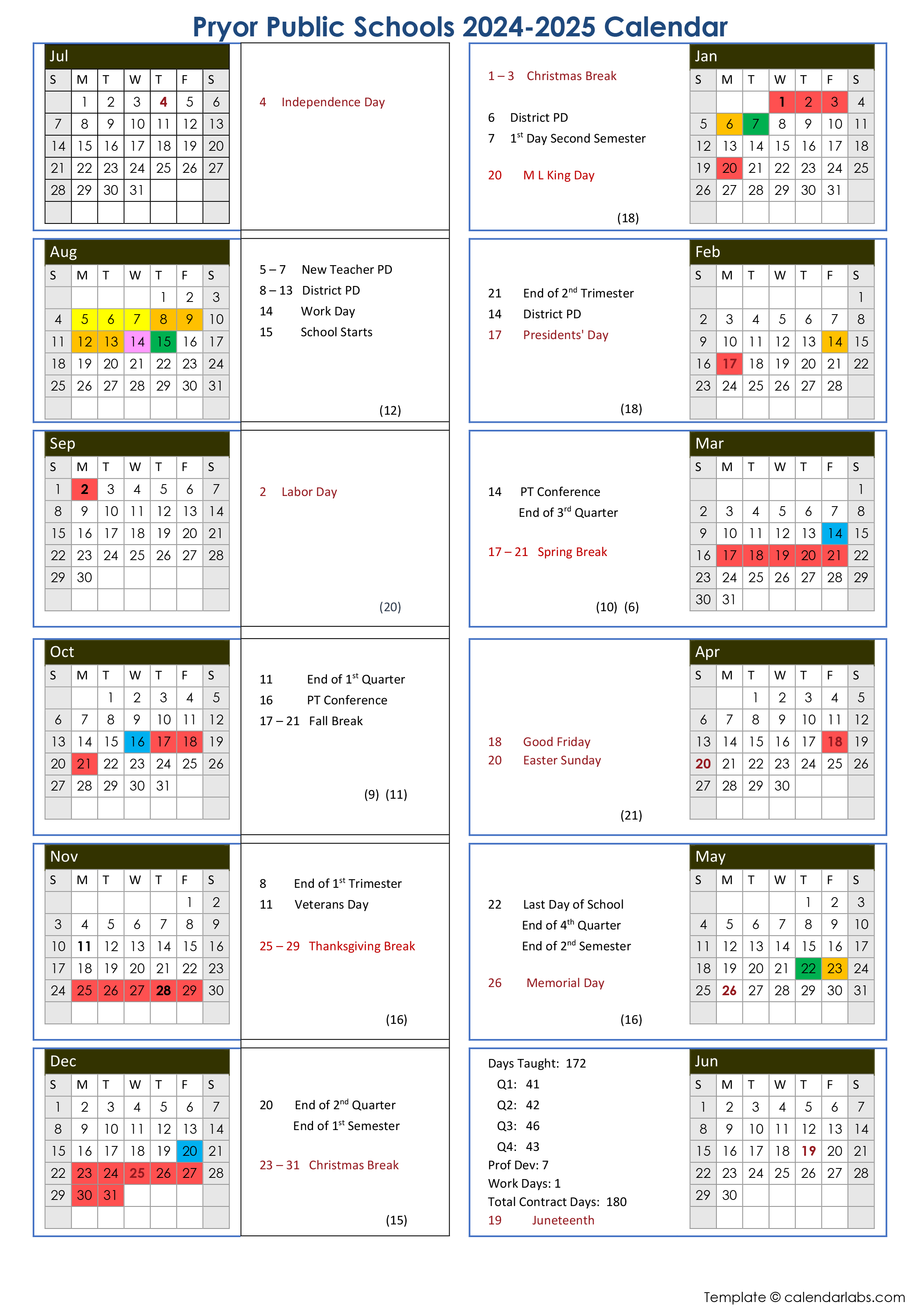 2024 2025 Academic Calendar