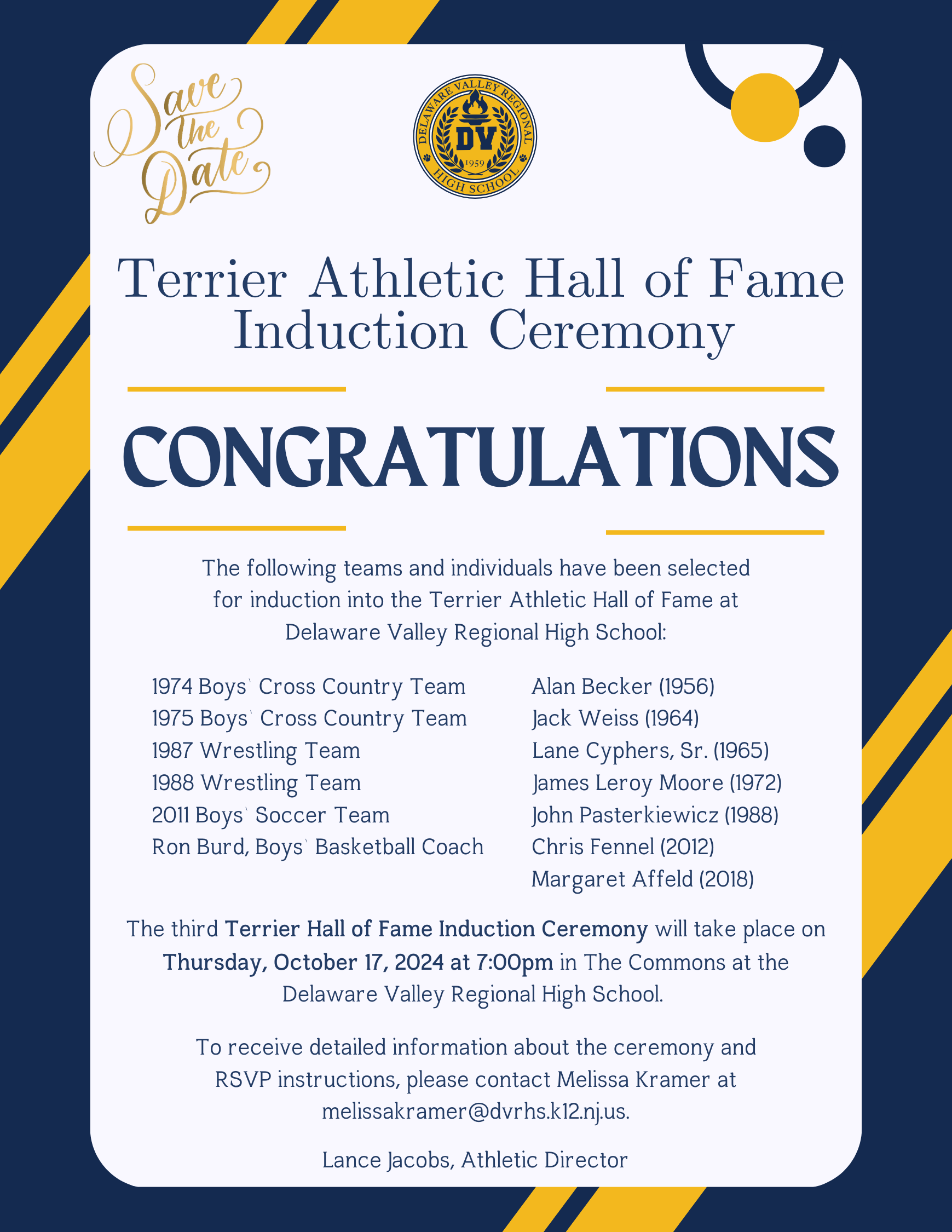 Terrier Athletic Hall of Fame Induction Ceremony List