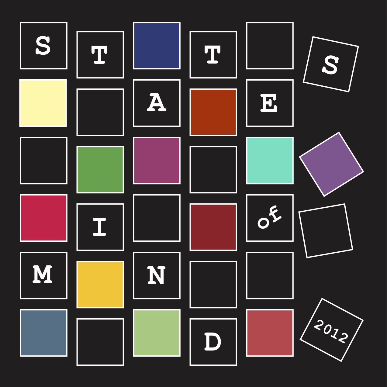 "States of Mind" spelled out as if they are in a periodic table of elements.