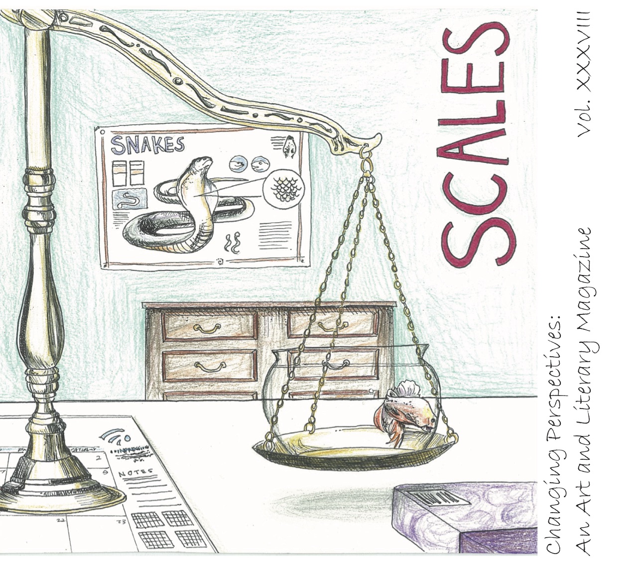 Hand drawing of a balance scale.