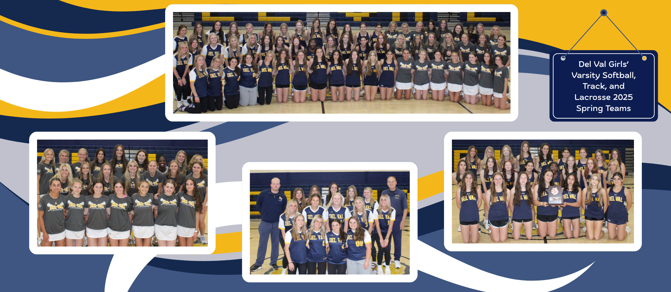Various girls' spring athletes pose for a group picture.