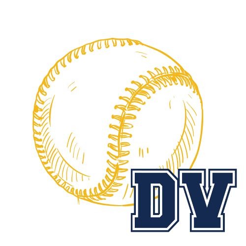 yellow softball with blue dv logo