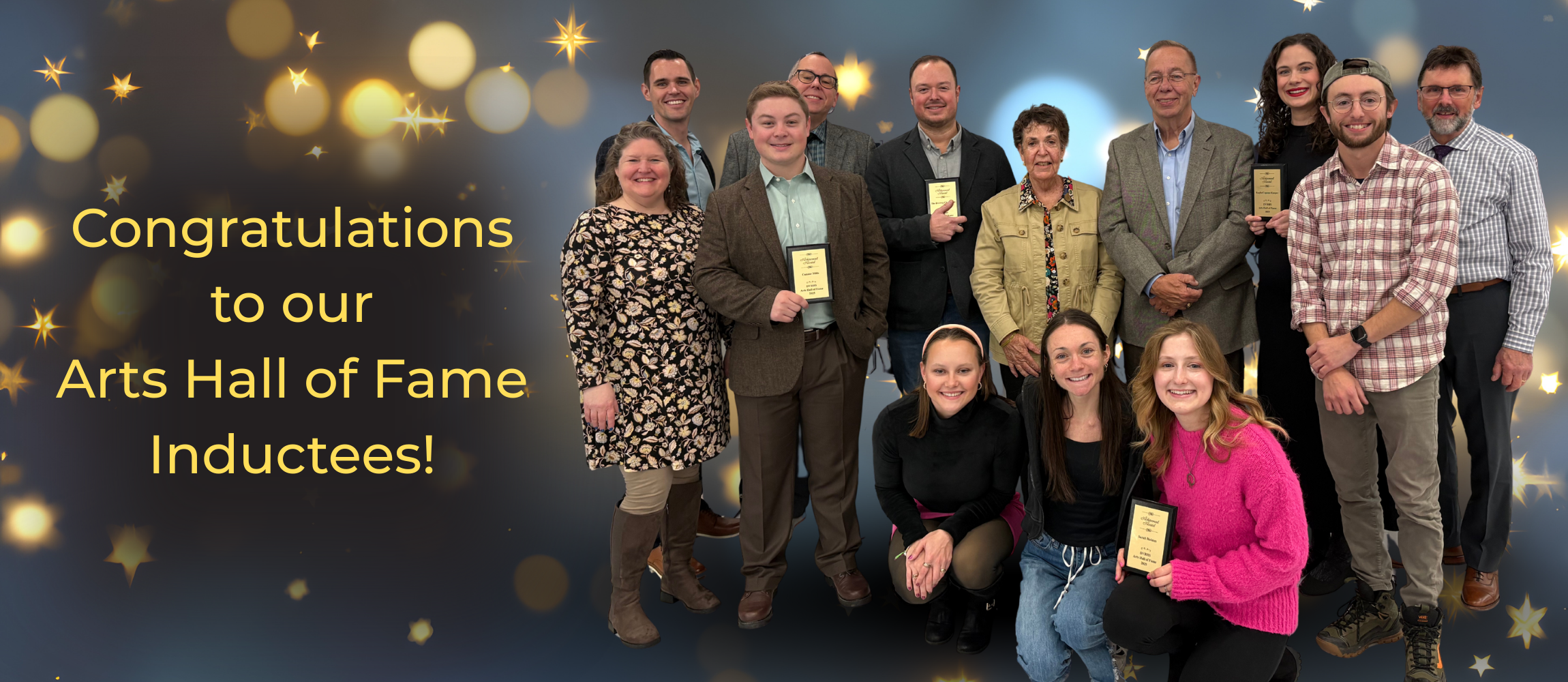 DVRHS Arts Hall of Fame Inductees pose for a picture.