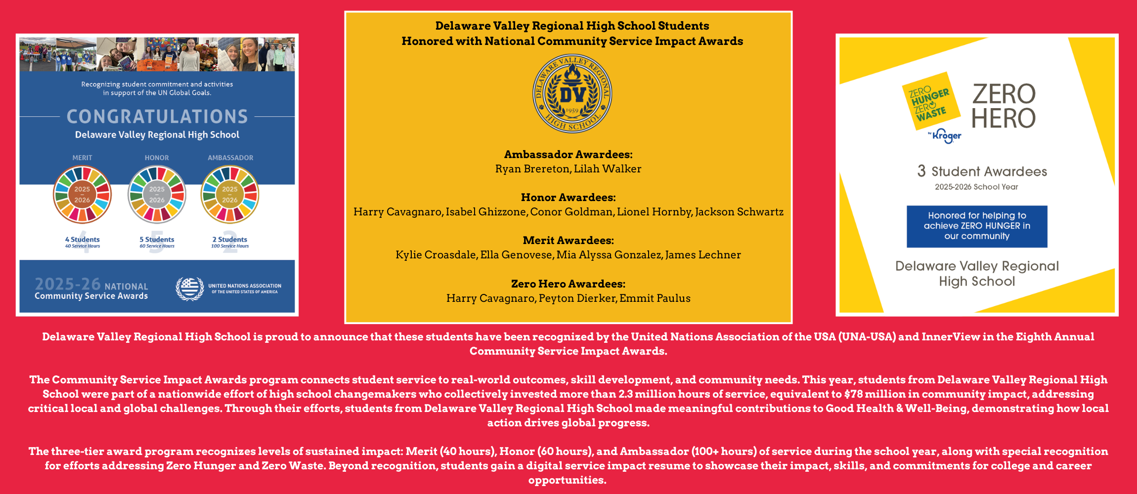 14 DelVal students honored with National Community Service Impact Awards