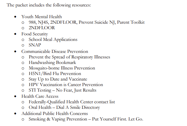 List of information in packet