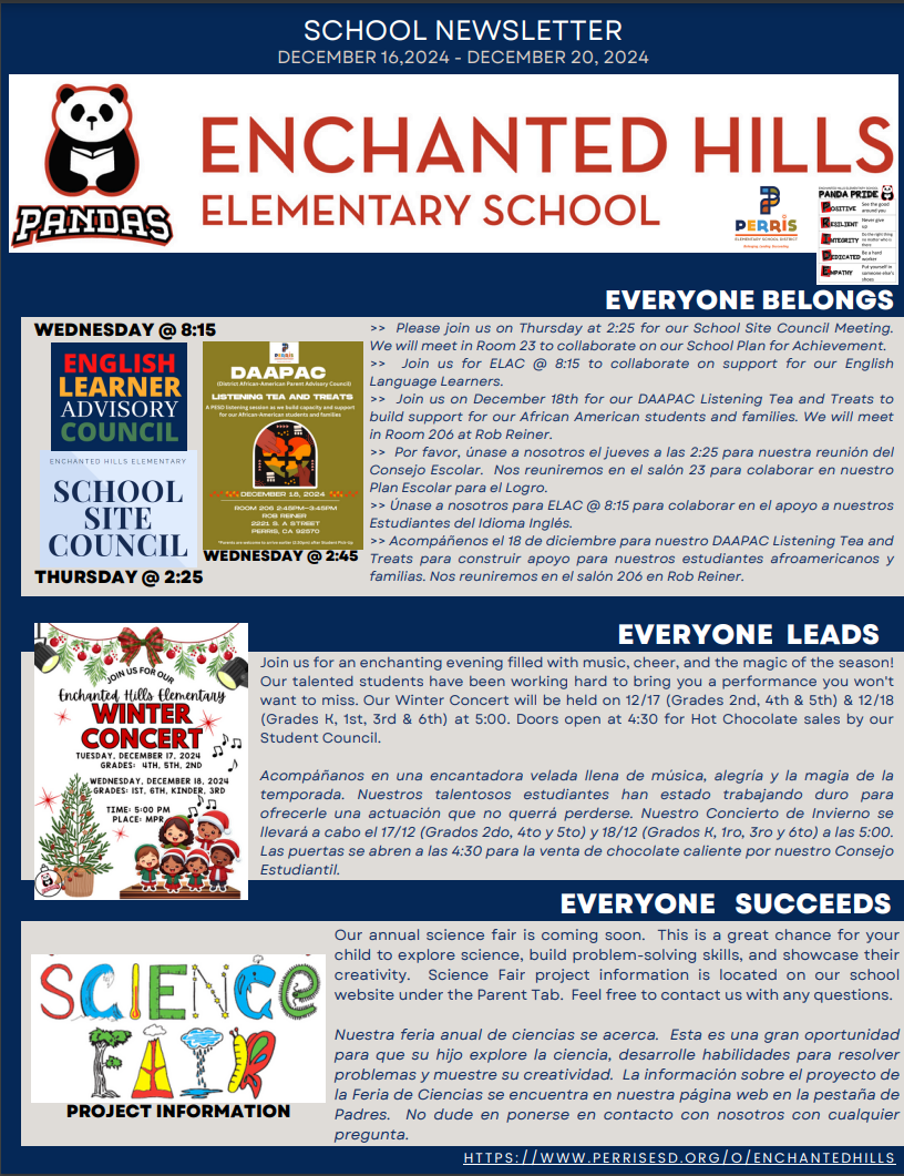 Enchanted Hills Weekly Newsletter 12.20.24