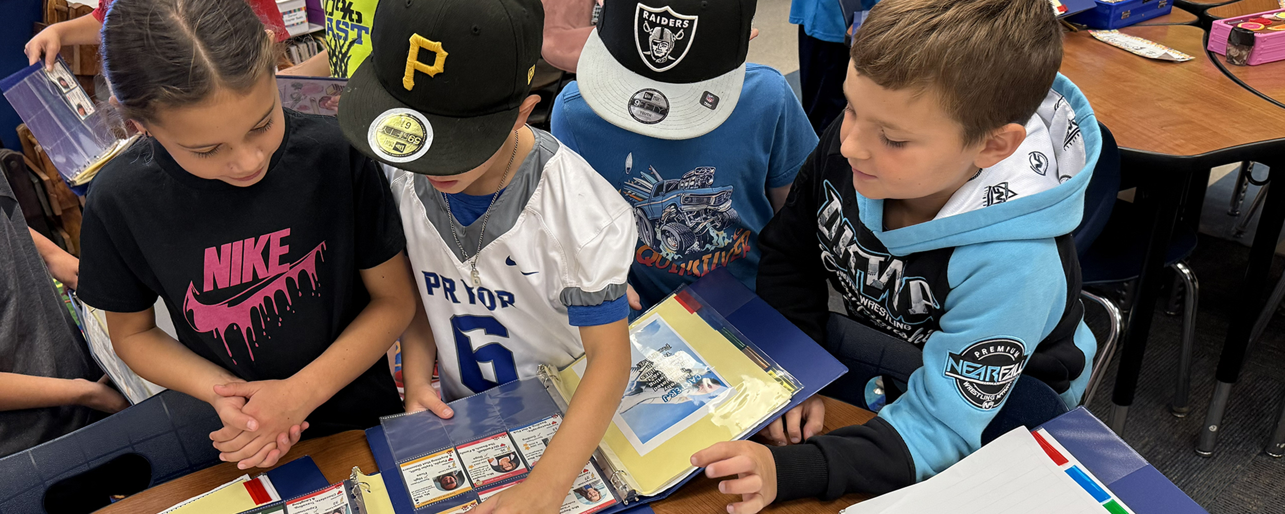 kids with trading cards