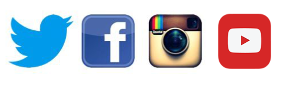 collage of 4 icons of social media, which are Instagram, facebook, youtube and twitter
