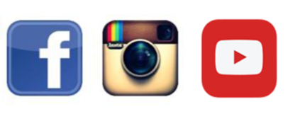 collage of 4 icons of social media, which are Instagram, facebook, youtube and twitter