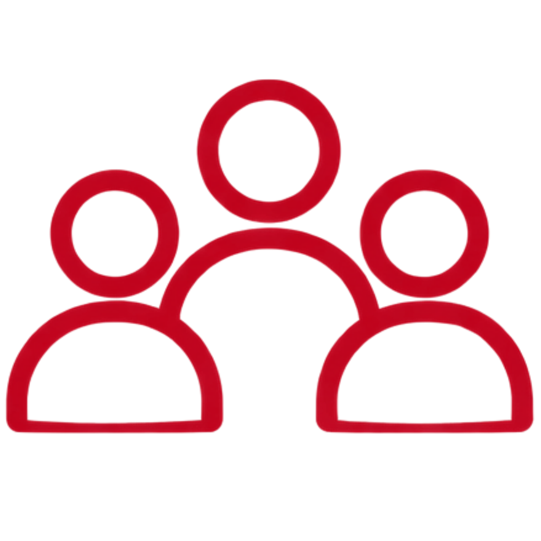 Three red people icons