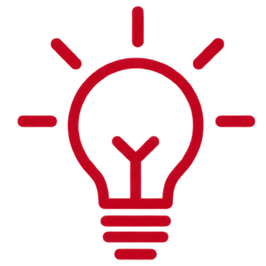 A red lightbulb icon