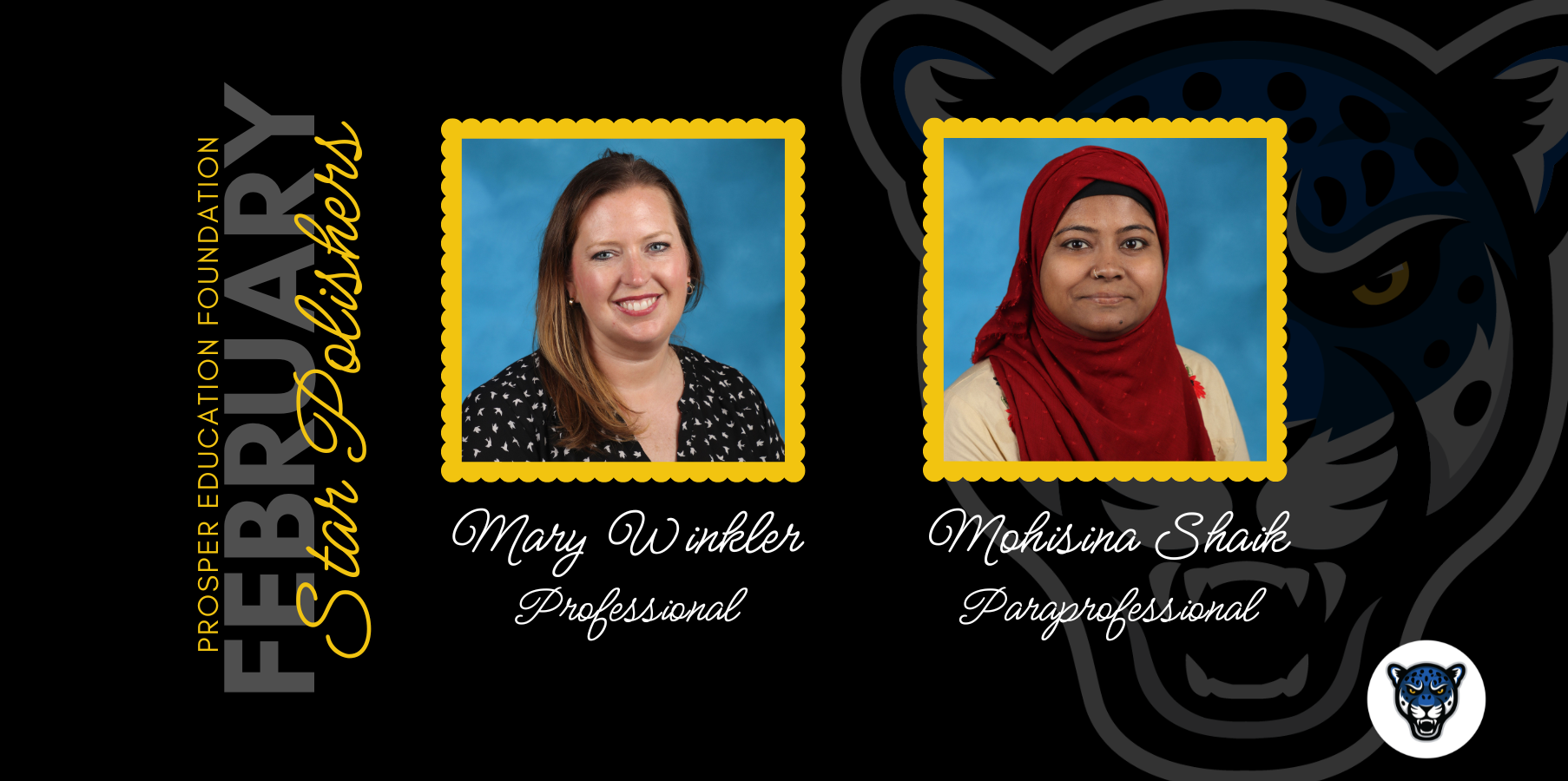 February Star Polishers: Mary Winkler, Professional; Mohisina Shaik, Paraprofessional