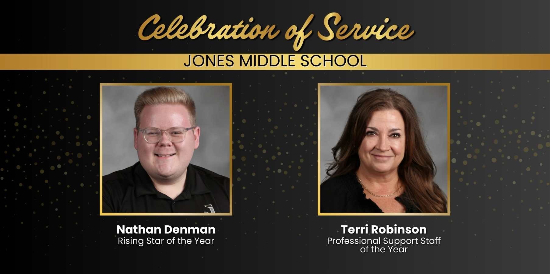 Nathan Denman, Rising Star of the Year; Terri Robinson; Professional Support Staff of the Year