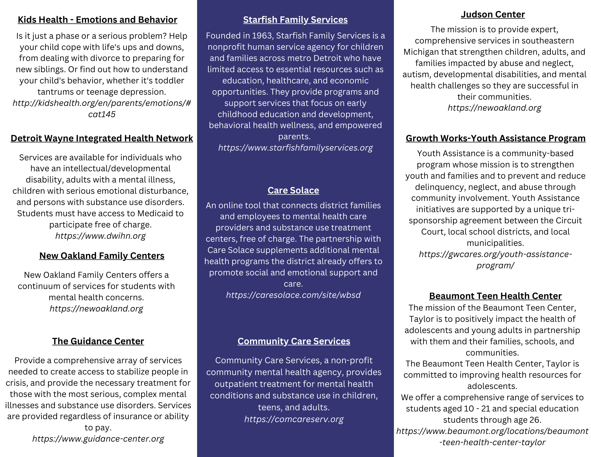mental health brochure