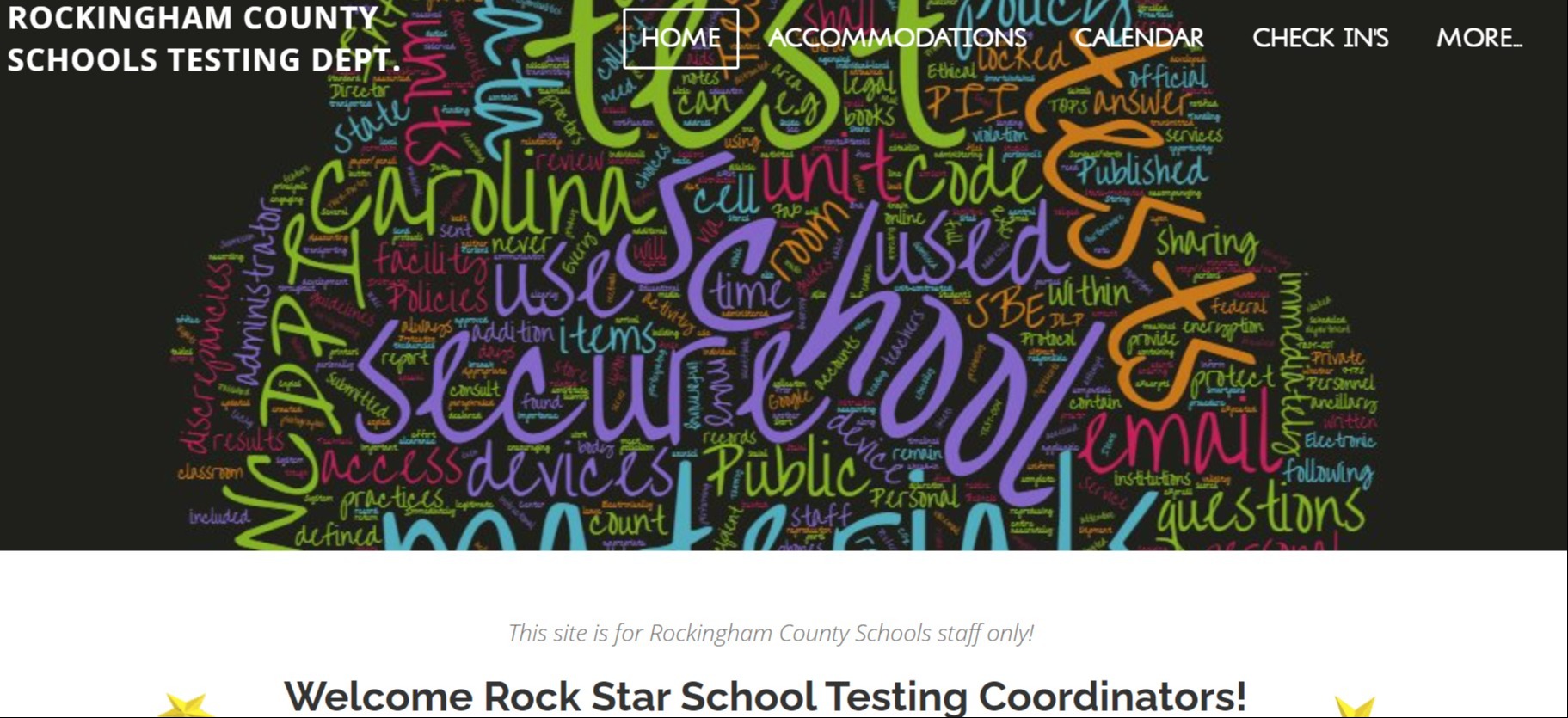 School Test Coordinator Site Homepage Screenshot