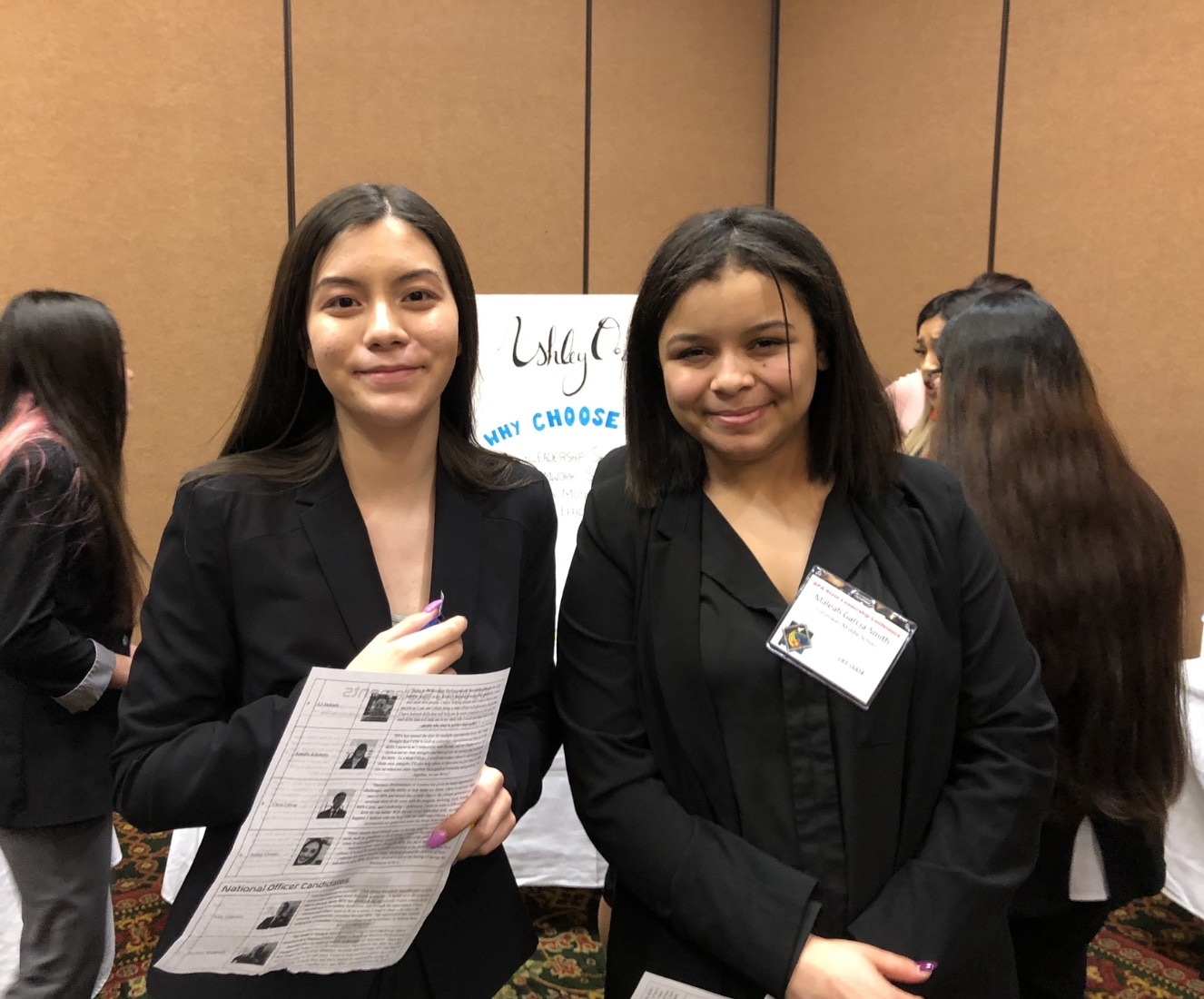 Two young ladies at a Job Fair.