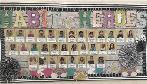 Habit 6, "Synergize" student photo bulletin board