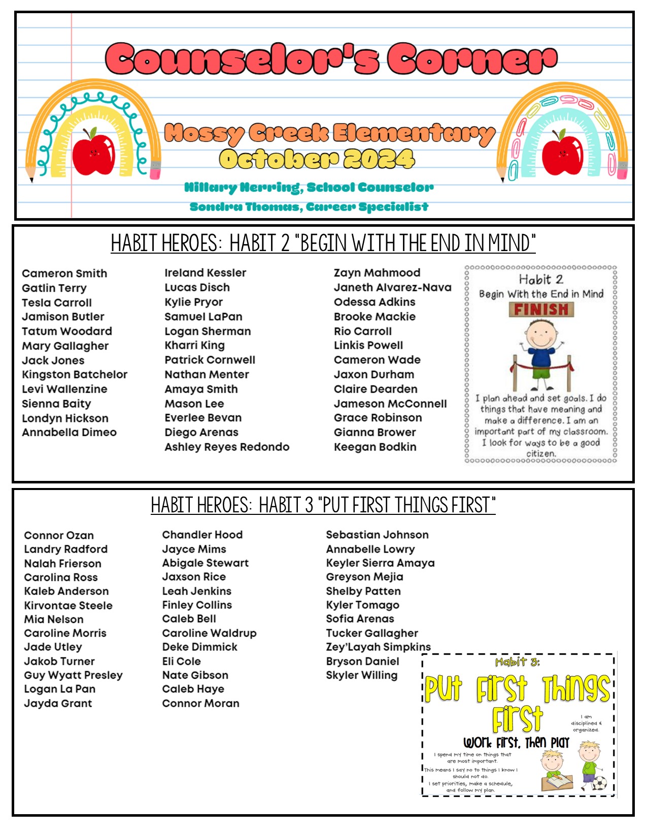 front of newsletter