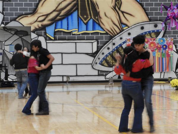 students performing at school event