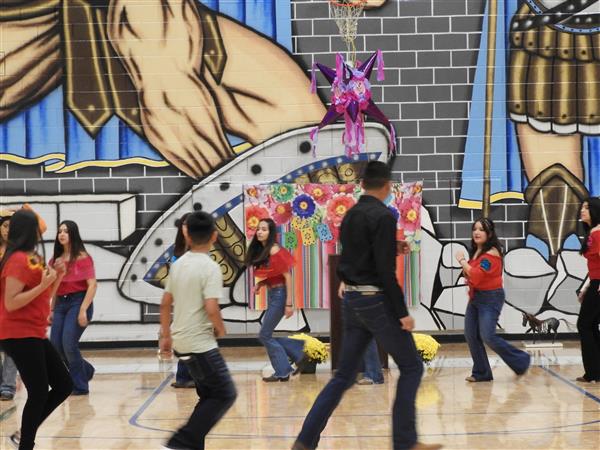 students performing at school event