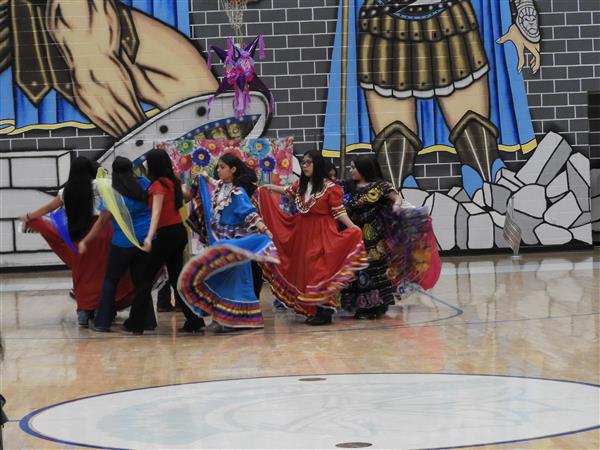 students performing at school event