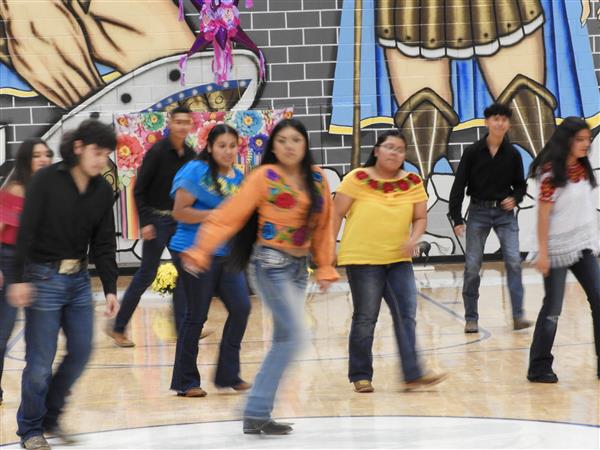 students performing at school event