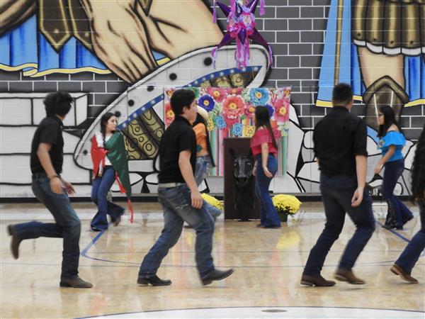 students performing at school event